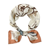 Wrapables Satin Neckerchief Square Scarf 26.5 x 26.5 Inches, Peony Sketch