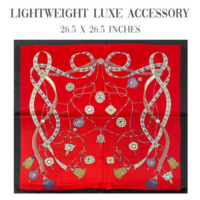 Wrapables Satin Neckerchief Square Scarf 26.5 x 26.5 Inches, Luxurious Red