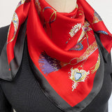 Wrapables Satin Neckerchief Square Scarf 26.5 x 26.5 Inches, Luxurious Red