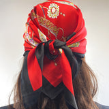 Wrapables Satin Neckerchief Square Scarf 26.5 x 26.5 Inches, Luxurious Red
