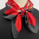 Wrapables Satin Neckerchief Square Scarf 26.5 x 26.5 Inches, Luxurious Red