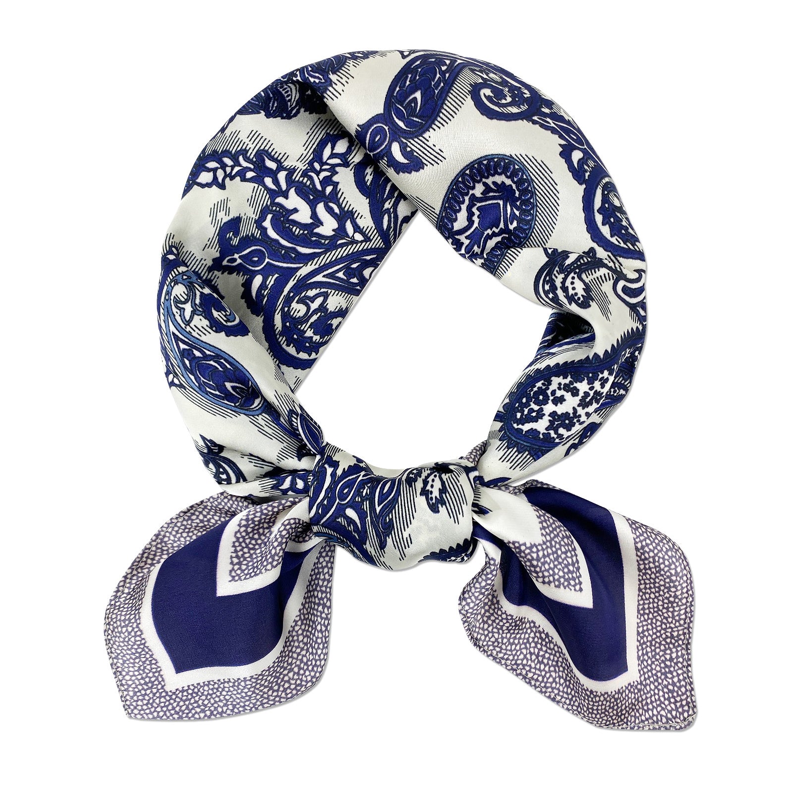 Wrapables Satin Neckerchief Square Scarf 26.5 x 26.5 Inches, Cobalt Paisley