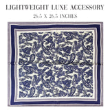 Wrapables Satin Neckerchief Square Scarf 26.5 x 26.5 Inches, Cobalt Paisley