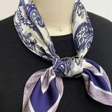 Wrapables Satin Neckerchief Square Scarf 26.5 x 26.5 Inches, Cobalt Paisley