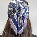Wrapables Satin Neckerchief Square Scarf 26.5 x 26.5 Inches, Cobalt Paisley
