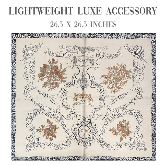 Wrapables Satin Neckerchief Square Scarf 26.5 x 26.5 Inches, Poetic Emblem