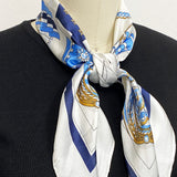 Wrapables Satin Neckerchief Square Scarf 26.5 x 26.5 Inches, Nautical Blue