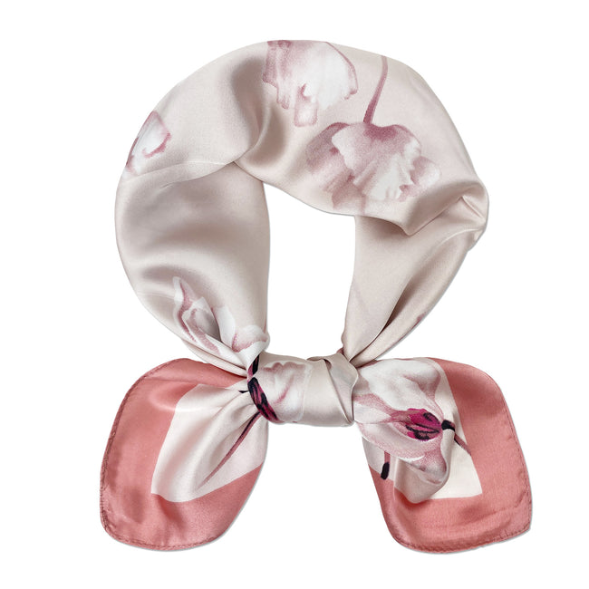 Wrapables Satin Neckerchief Square Scarf 26.5 x 26.5 Inches, Pink Magnolia