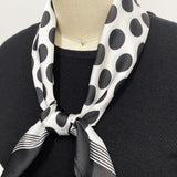 Wrapables Satin Neckerchief Square Scarf 26.5 x 26.5 Inches, Black Polka Dots