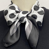 Wrapables Satin Neckerchief Square Scarf 26.5 x 26.5 Inches, Black Polka Dots