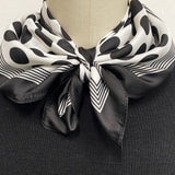 Wrapables Satin Neckerchief Square Scarf 26.5 x 26.5 Inches, Black Polka Dots