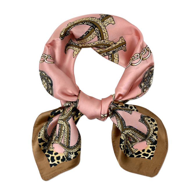 Wrapables Satin Neckerchief Square Scarf 26.5 x 26.5 Inches, Pink Insignia