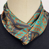 Wrapables Satin Neckerchief Square Scarf 26.5 x 26.5 Inches, Brown Paisley