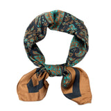 Wrapables Satin Neckerchief Square Scarf 26.5 x 26.5 Inches, Brown Paisley
