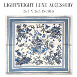 Wrapables Satin Neckerchief Square Scarf 26.5 x 26.5 Inches, Blue Floral Butterflies