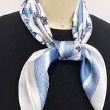 Wrapables Satin Neckerchief Square Scarf 26.5 x 26.5 Inches, Blue Floral Butterflies