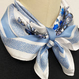 Wrapables Satin Neckerchief Square Scarf 26.5 x 26.5 Inches, Blue Floral Butterflies