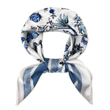 Wrapables Satin Neckerchief Square Scarf 26.5 x 26.5 Inches, Blue Floral Butterflies