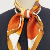 Wrapables Satin Neckerchief Square Scarf 26.5 x 26.5 Inches, Red Ginkgo