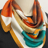 Wrapables Satin Neckerchief Square Scarf 26.5 x 26.5 Inches, Red Ginkgo