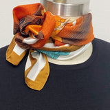 Wrapables Satin Neckerchief Square Scarf 26.5 x 26.5 Inches, Red Ginkgo