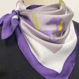 Wrapables Satin Neckerchief Square Scarf 26.5 x 26.5 Inches, Lavender Irises