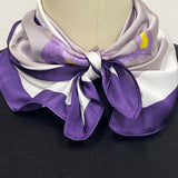 Wrapables Satin Neckerchief Square Scarf 26.5 x 26.5 Inches, Lavender Irises