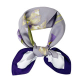 Wrapables Satin Neckerchief Square Scarf 26.5 x 26.5 Inches, Lavender Irises
