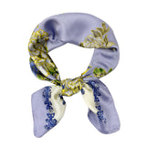 Wrapables Satin Neckerchief Square Scarf 26.5 x 26.5 Inches, Purple Peonies
