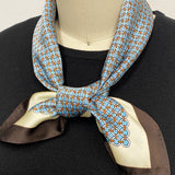 Wrapables Satin Neckerchief Square Scarf 26.5 x 26.5 Inches, Blue Circlets