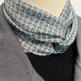 Wrapables Satin Neckerchief Square Scarf 26.5 x 26.5 Inches, Blue Circlets