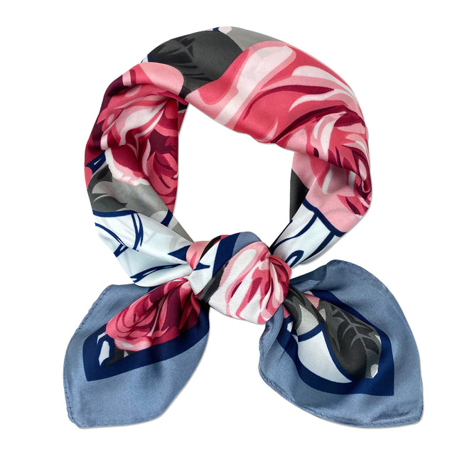 Wrapables Satin Neckerchief Square Scarf 26.5 x 26.5 Inches, Passion Roses