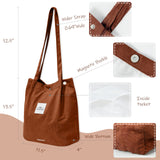 Wrapables Corduroy Tote Bag, Casual Everyday Shoulder Handbag