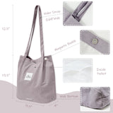 Wrapables Corduroy Tote Bag, Casual Everyday Shoulder Handbag