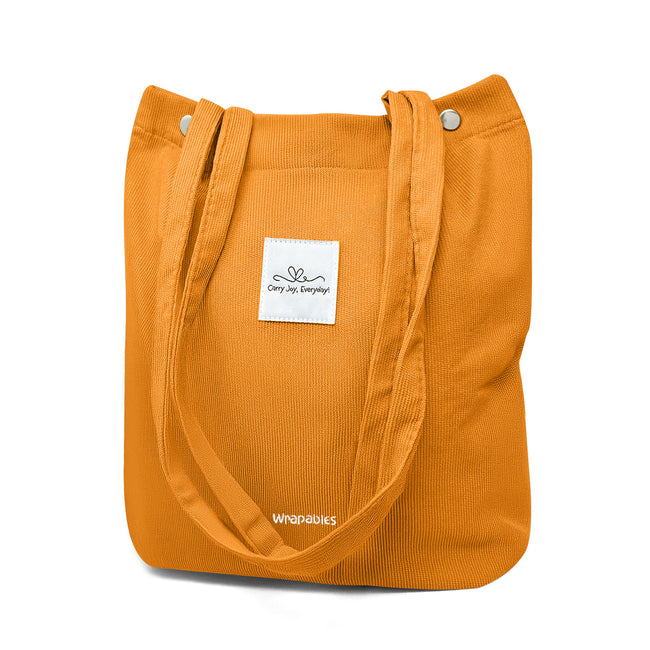 Wrapables Corduroy Tote Bag, Casual Everyday Shoulder Handbag, Marigold