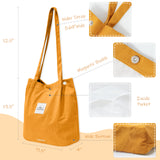 Wrapables Corduroy Tote Bag, Casual Everyday Shoulder Handbag