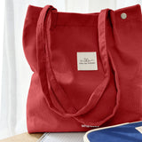 Wrapables Corduroy Tote Bag, Casual Everyday Shoulder Handbag, Red