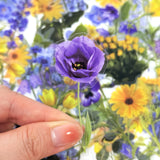 Wrapables Floral PET Stickers for Scrapbooking, Junk Journals, Stationery, Water Bottles, Phones, Laptops (120pcs), Blue Yellow Lavender