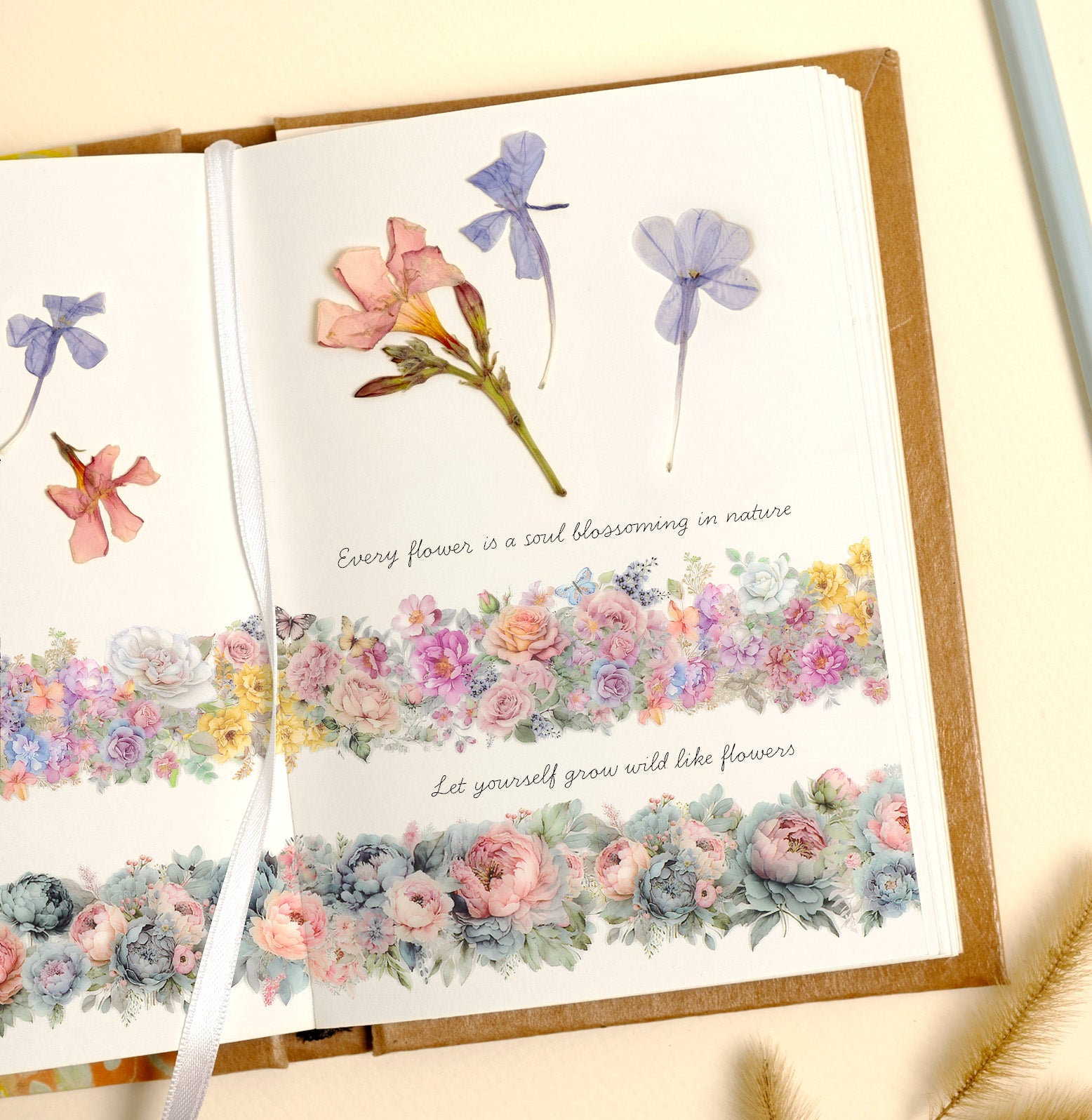 Wrapables Classic Floral PET Washi Tape for Scrapbooking, Stationery, Journaling, Diary, Card Making (Set of 2)