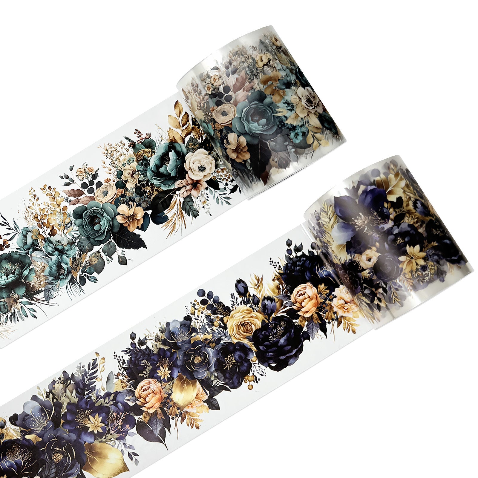 Wrapables Classic Floral PET Washi Tape for Scrapbooking, Stationery, Journaling, Diary, Card Making (Set of 2)