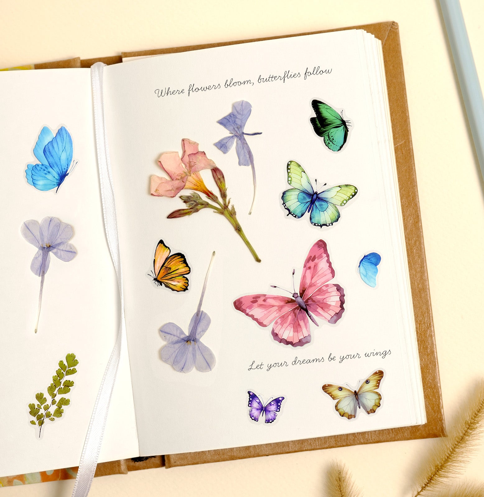 Wrapables Pressed Flower Themed PET Stickers for Scrapbooking, Journals, Stationery, DIY, Crafts, Water Bottles, Phones, Laptops (480pcs), 36 Sheets