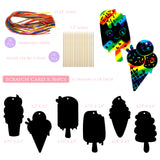 Wrapables 36pc Rainbow Scratch Arts Ornaments, DIY Magic Scratch Arts and Crafts