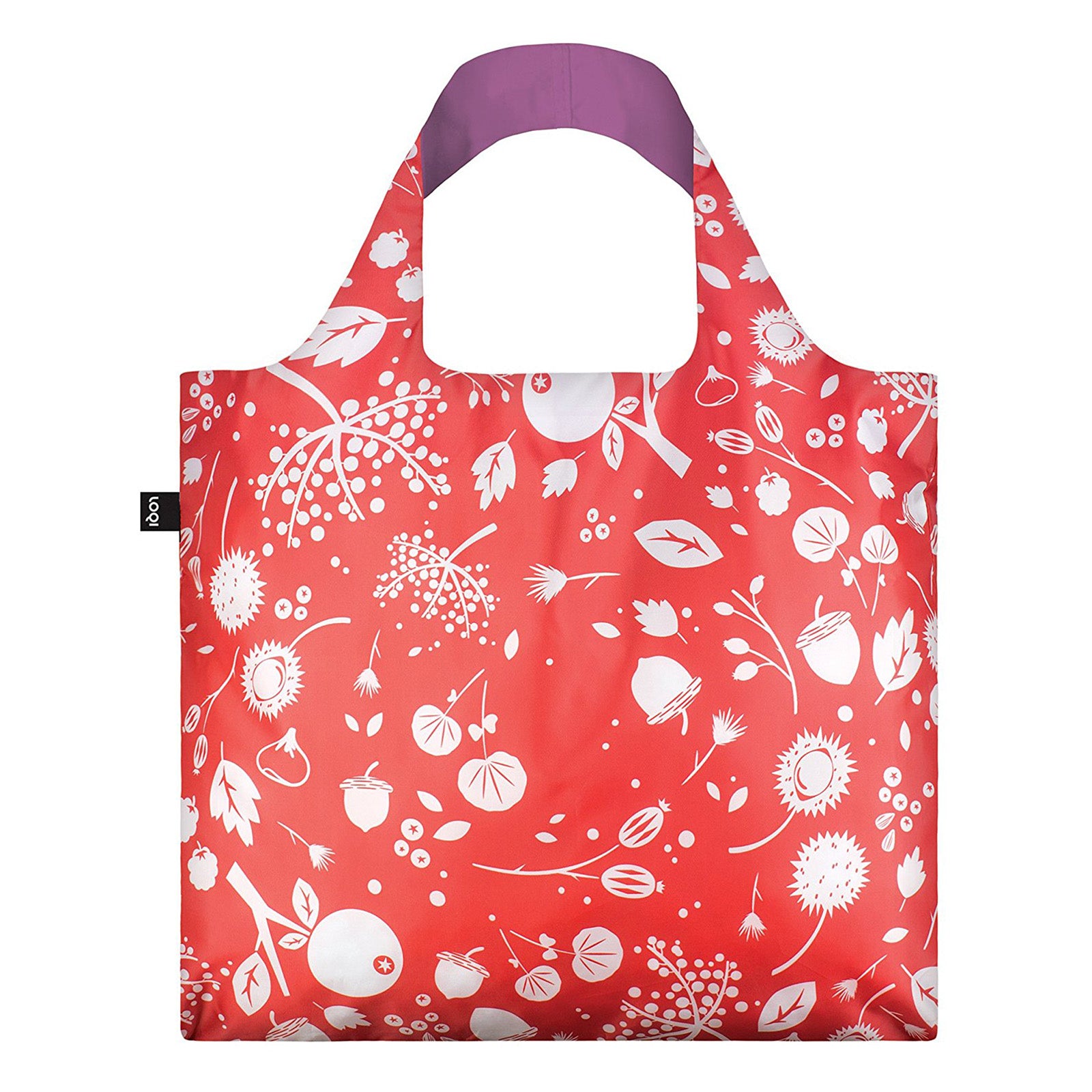LOQI Seed Reusable Shopping Bags (Set of 3), Ash, Coral, Birds