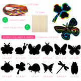 Wrapables 36pc Rainbow Scratch Arts Ornaments, DIY Magic Scratch Arts and Crafts
