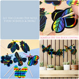 Wrapables 36pc Rainbow Scratch Arts Ornaments, DIY Magic Scratch Arts and Crafts