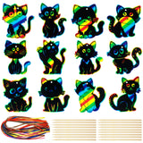 Wrapables 36pc Rainbow Scratch Arts Ornaments, DIY Magic Scratch Arts and Crafts