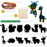Wrapables 36pc Rainbow Scratch Arts Ornaments, DIY Magic Scratch Arts and Crafts