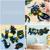 Wrapables 36pc Rainbow Scratch Arts Ornaments, DIY Magic Scratch Arts and Crafts