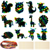 Wrapables 36pc Rainbow Scratch Arts Ornaments, DIY Magic Scratch Arts and Crafts