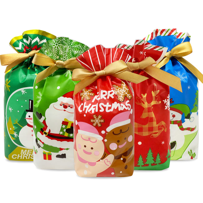 Wrapables Christmas Drawstring Treat Bags for Candy, Cookies, Treats, Gifts and Party Favors (50pcs)